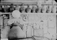 Фрагменты надгробий и коллекция глиняных сосудов различного назначения из раскопок городища и некрополя